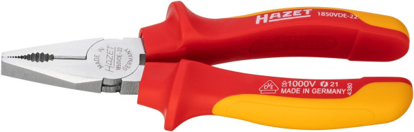 Hazet combinatietang, dubbel geïsoleerd, norm: IEC 60900:2018, DIN ISO 5746, oppervlak: hoogglans verchroomd, dubbel geïsoleerd, lengte: 160 mm, 1850VDE-22