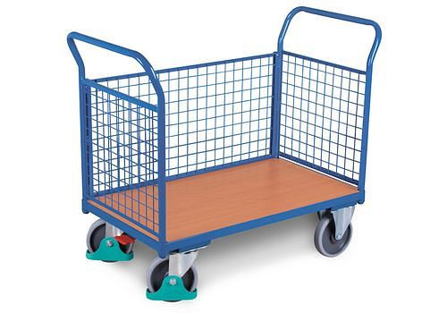 DENIOS driewandige trolley DENIOS classic-line, draadgaas 50x50mm, TPE, 1000x675 mm, 500kg, 258-223