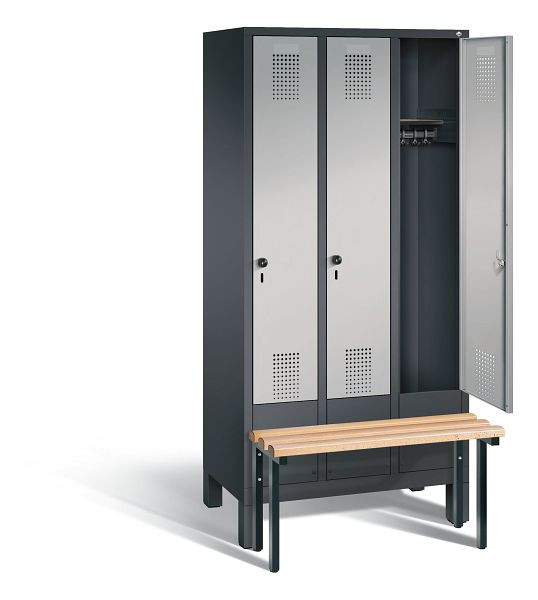 C+P Evolo garderobe, H1850xW900xD815mm, kleur: zwart-grijs/wit aluminium, 48030-30 S10028