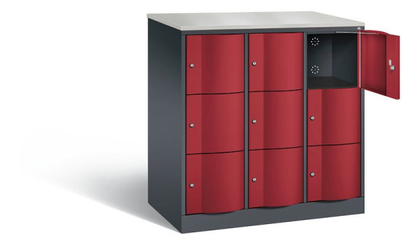 C+P XL lockerkast Resisto, H1255xB1148xD640mm, kleur: zwartgrijs/robijnrood, 8573-373 S10128