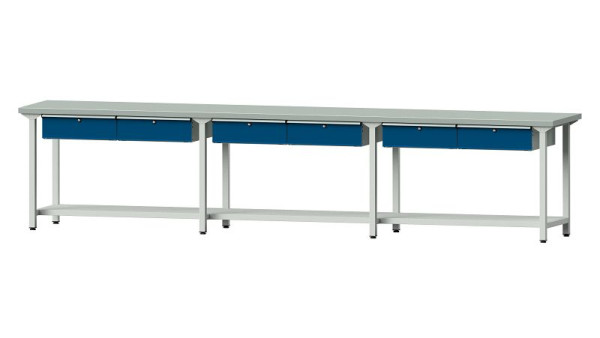 ANKE werkbanken werktafel, model 105, 4050 x 700 x 890 mm, RAL 7035/5010, ZBP 40 mm, 400.529