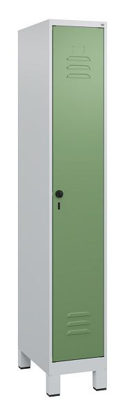 C+P luierkluis Classic PLUS met middenwand, voeten, 1800x300x500mm, 7035/6011, veiligheidsdraaigrendel, 0800107-10F S10006