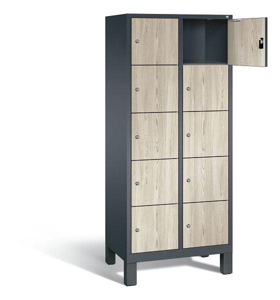C+P lockerkast Evolo, H1850xW810xD500mm, kleur: antracietgrijs / Sen ash decor, 48010-225 S10143