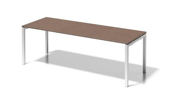 Bisley Cito bureau, 730 mm hoogte vast U-frame, H 19 x B 2200 x D 800 mm, walnoot/verkeerswit, DUF2208WN396