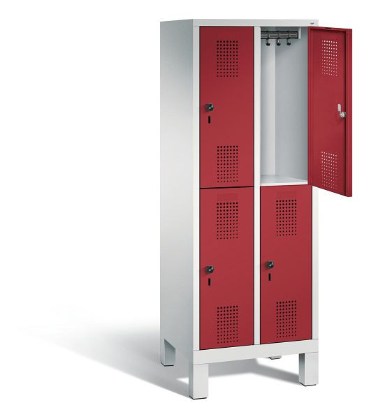 C+P schoolkluis dubbeldekker Evolo, H1650xB610xD500mm, kleur: lichtgrijs/robijnrood, 483106-20 S10041