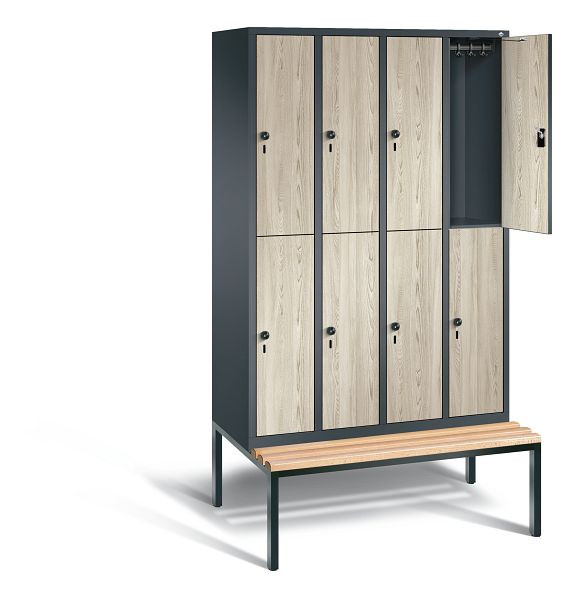 C+P locker, dubbellaags Evolo, H2090xB1190xD815mm, kleur: antracietgrijs / decor Sen essen, 48350-40 S10452