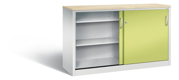 C+P dressoir met schuifdeuren Acurado, H1000xB1600xD500mm, kleur: lichtgrijs / virid green, beugelgreep, 2156-00 S10140
