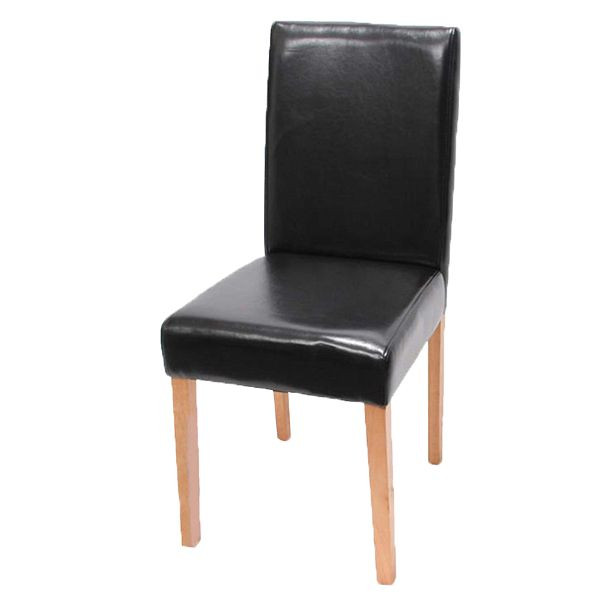 Mendler eetkamerstoel Littau, keukenstoel, kunstleer, zwart, lichte poten, 74379