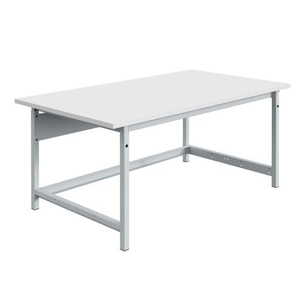 SOFAME PACKLOG paktafel, mechanisch in hoogte verstelbaar, B 1500 x D 750 x H 768 tot 1048 mm, melamine werkblad 28 mm, lichtgrijs RAL 7035, W010020601GC