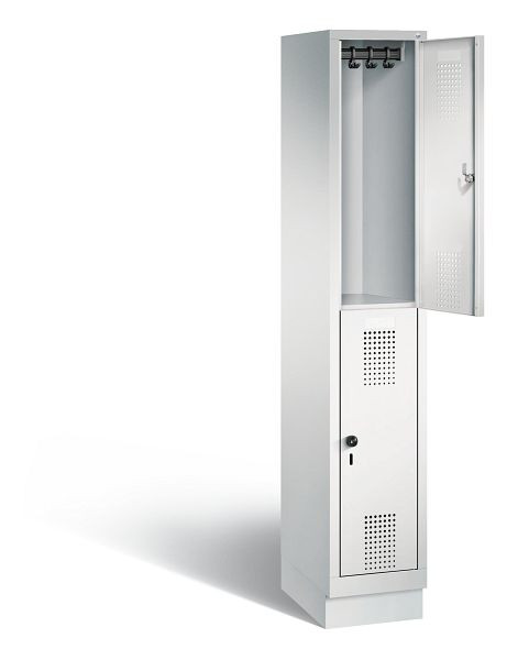 C+P locker dubbeldekker Evolo, H1800xB320xD500mm, kleur: lichtgrijs, 48320-10 S10003