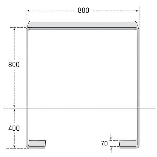DENIOS leunbeugel, vlak staal, gebogen, thermisch verzinkt, voor inzetting in beton, hoogte boven de grond 800 mm, 310962