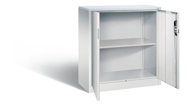 C+P kantoorkast Acurado, H1000xB930xD400mm, kleur: lichtgrijs, verzonken handgreep, 2 niveaus, 9266-1200 S10313
