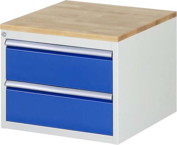 RAU ladekast serie 7000, B580 x D650 x H465 mm, 2 x lade afmeting L 2xH180 mm, massief beuken werkblad, 03-L2.0A-B.11