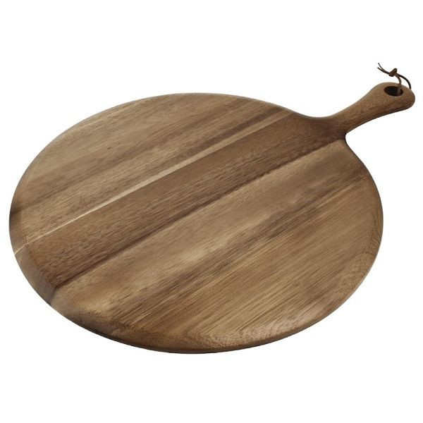 Olympia ronde serveerplank acaciahout met handvat 33cm, GM308