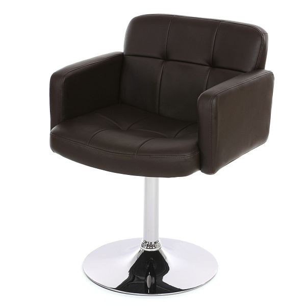 Mendler Orlando eetkamerstoel, keukendraaistoel, kunstleer chroom, bruin, 26646