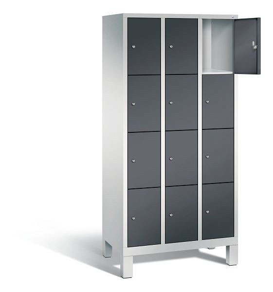 C+P lockerkast Evolo, H1850xB900xD500mm, kleur: lichtgrijs / zwartgrijs, 48010-304 S10056