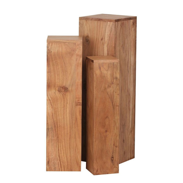 Wohnling bijzettafel set van 3 massief houten 24,5x85x24,5 cm acaciatafels, WL1.567