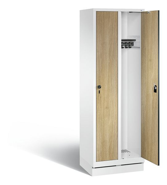C+P Evolo kleerkast, H1800xB610xD500mm, kleur: verkeerswit / decor eiken Sereno, 48020-20 S10867