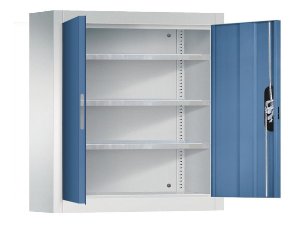 C+P wandkast serie 13, H830xB700xD300mm, kleur: lichtgrijs / verre blauw, verzonken handgreep, 134013-22 S10169