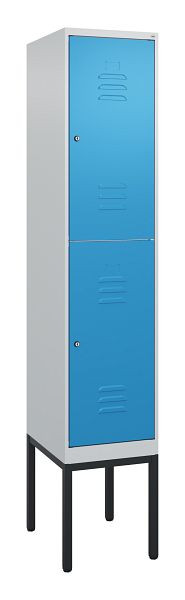 C+P dubbeldekskast Classic PLUS, frame, 2120x400x500mm, 7035/5012, cilindersloten, 0803307-12 S10019