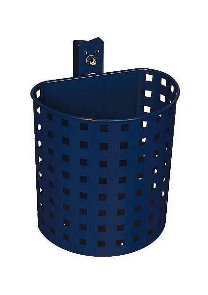 Renner halfronde afvalcontainer ca. 20 L, geperforeerd, voor wand- en paalmontage, thermisch verzinkt en gepoedercoat, kobaltblauw, 7057-02PB 5013