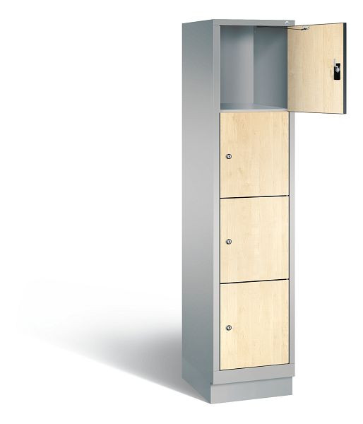 C+P lockerkast Evolo, H1800xB420xD500mm, kleur: wit aluminium / Donau esdoorn decor, 48020-124 S10150