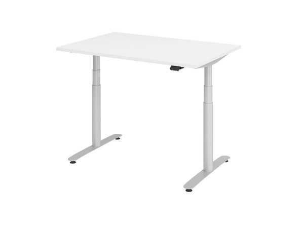 Hammerbacher zit-sta bureau elektrisch 120x80cm wit/zilver, VXDLR12/W/S