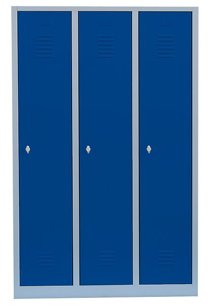 Lüllmann stalen kledingkast/garderobe, 1800 x 1185 x 500 mm, lichtgrijs/gentiaanblauw, 515131