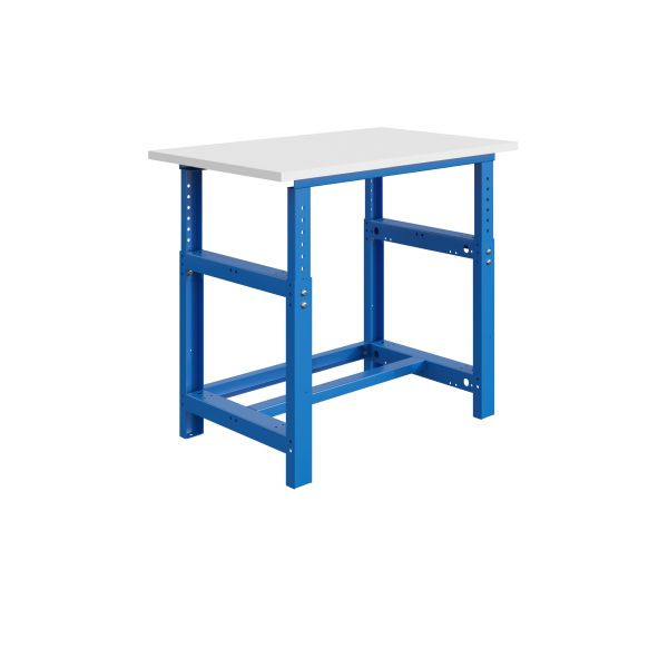 SOFAME SI werkbank, mechanisch in hoogte verstelbaar, B 1800 x D 750 x H 780 tot 1060 mm, RESITOP laminaat werkblad 40 mm, hemelsblauw RAL 5015, W010010187BI