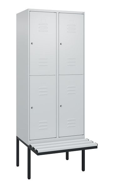 C+P dubbeldekskast Classic PLUS, 2 compartimenten, 2120x800x815mm, 7035/7035, cilindersloten, zwevende zitting, 0803407-22 S10024