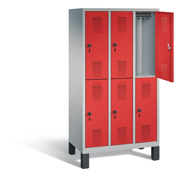 C+P schoolkluis dubbeldekker Evolo, H1650xB900xD500mm, kleur: wit aluminium / vuurrood, 483106-30 S10056
