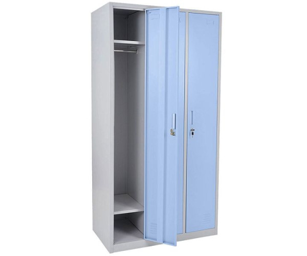 Mendler locker Boston T829, locker safe locker locker kast, metaal 3 compartimenten, blauw, 54025