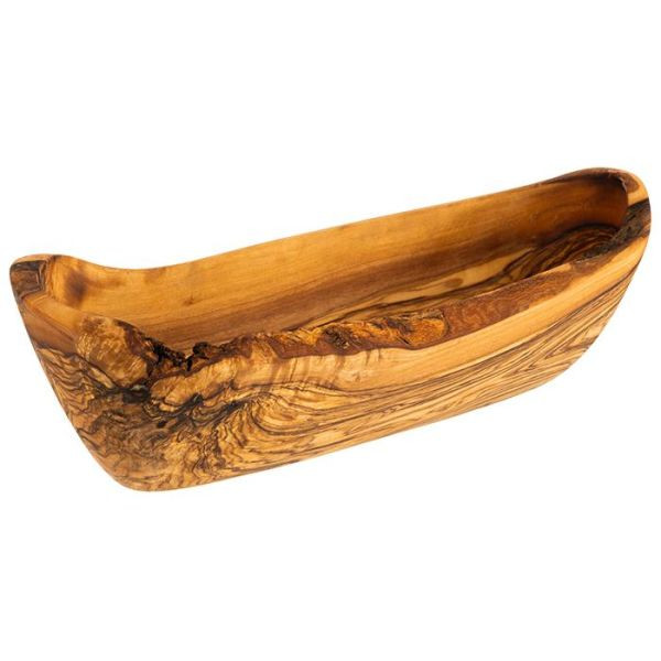 APS schaal -OLIVE-, 25 x 8,5 cm, hoogte: 7,5 cm, olijfhout, 0,4 liter, (elk onderdeel is uniek, maat, vorm, kleur en nerf kunnen variëren), 01023
