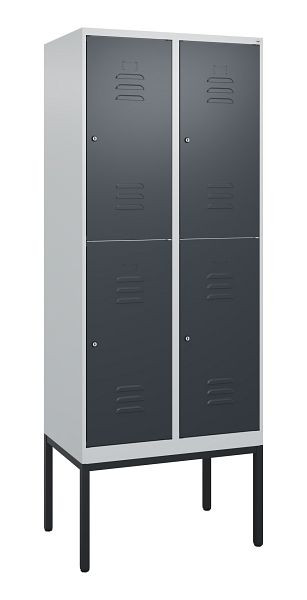 C+P dubbeldekskast Classic PLUS, frame, 2 vakken, 2120x800x500mm, 7035/7016, cilindersloten, 0803307-22 S10023