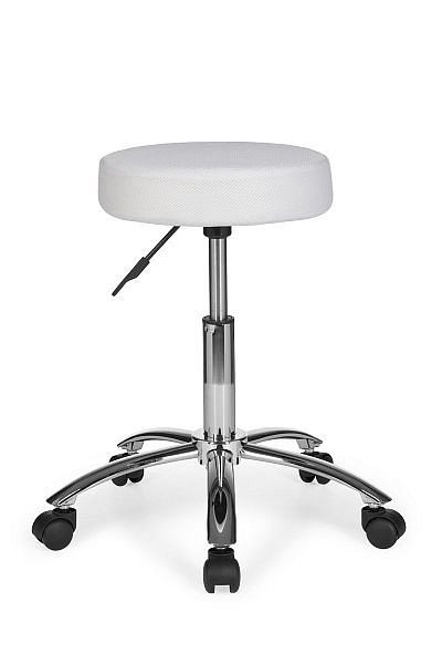 Amstyle kruk Leon Design werkkruk stoffen bekleding wit, SPM1.028