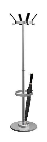 Kerkmann kapstok New Public, Ø 400, H 1770 mm, aluminium zilver/zwart, 30628414