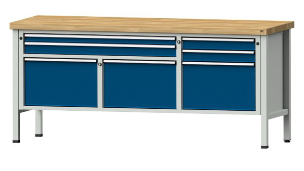 ANKE werkbanken kistwerkbank, model 281 V, 2000 x 700 x 900 mm, RAL 7035/5010, BMP 50 mm, 304.519