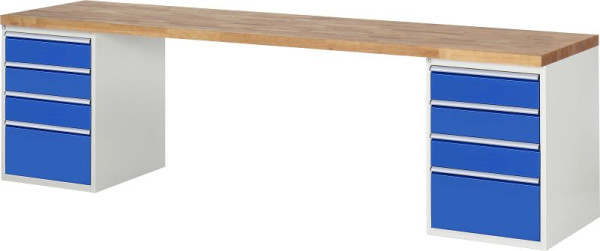 RAU werkbank serie 7000 - modulair ontwerp, 8 x laden, 3000x840x700 mm, 03-7510A3-307B4S.11