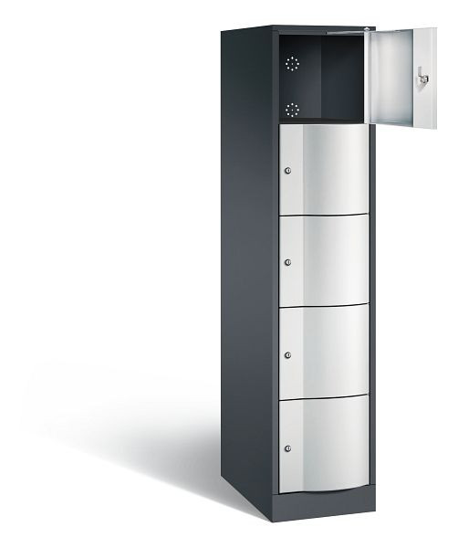 C+P XL lockerkast Resisto, H1950xB396xD640mm, kleur: zwartgrijs/lichtgrijs, 8570-173 S10045