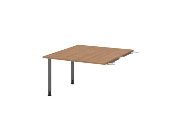 Hammerbacher tussenplaat VKT, kleur tafelblad: walnoot, blad: 1200 x 1300 x 25 mm, ronde buisbasis grafiet, werkhoogte: 720 - 740 mm, VKT12C/N/G