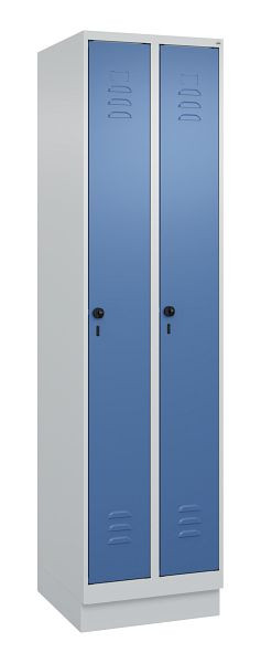 C+P Umkleidespind Classic PLUS, Sockel, 2 Abteile, 1950x500x500mm, 7035/5023, Drehriegel, 080020-29 S10005