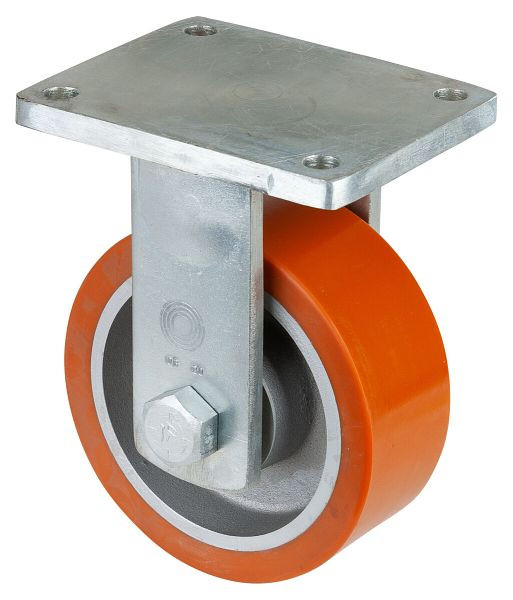 BS Rolls Zwaarlastwiel, bokwiel, wielbreedte 80 mm, wiel-Ø 200 mm, draagvermogen 1400 kg, polyurethaan gegoten 95 Shore A, gegoten, kogellager, RR110.C10.202
