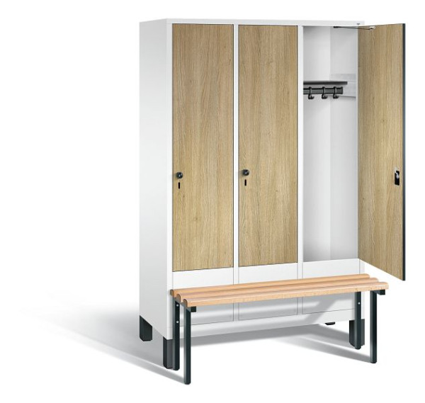 C+P garderobe Evolo, H1850xB1200xD815mm, kleur: verkeerswit / decor eiken Sereno, 48030-32 S10157