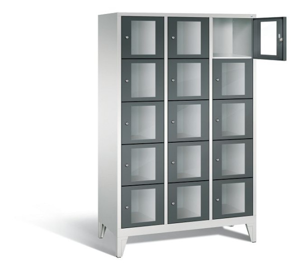 C+P lockerkast Classic, H1850xB1200xD500mm, kleur: lichtgrijs / antracietgrijs, 8010A325 S10023