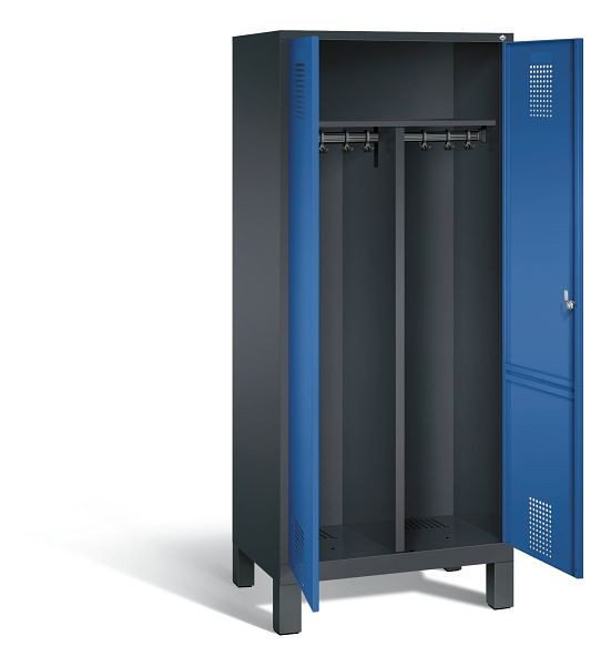 C+P zwart wit kastje Evolo, H1850xW810xD500mm, kleur: zwart grijs / gentiaanblauw, 48012-22 S10094