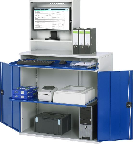RAU computerkast - model 65, B1100 x D520 x H1770 mm, monitorbehuizing B650 x D250 x H710 mm, 07-1100-M65-MG2.11