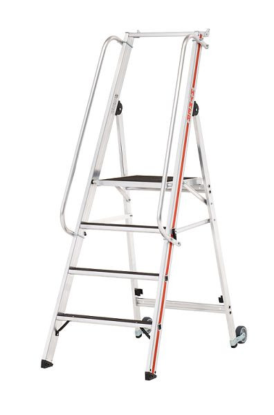 HYMER R13 platformladder met kantelrollen en lange leuning, 4 treden, stahoogte 0,95 m, 868104