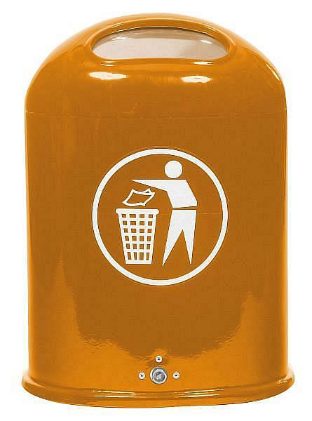 Renner ovale afvalcontainer, inhoud ca. 45 L, met bodemlediging, zelfsluitende veerklep in de sleuf, geeloranje, 7034-00PB 2000