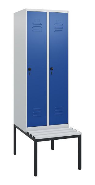 C+P luierkastje Classic PLUS, met onderbank, 2 vakken, 1950x600x815mm, 7035/5010, draaibare sluiting, 0800505-20 S10033