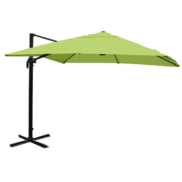Mendler gastronomie verkeerslichtparaplu HWC-A96, parasol, 3x3m (Ø4,24m) polyester/aluminium 23kg, groen zonder standaard, draaibaar, 138980+122472